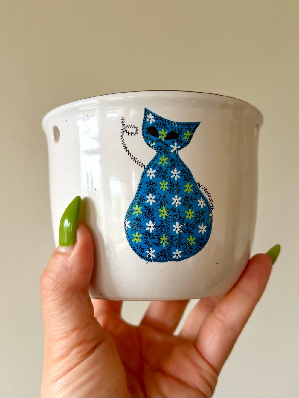 🌟HOST PICK!🌟 70s Vintage 🌼 Country Girl & Kitty Cat Ceramic Planter - Picture 4 of 6
